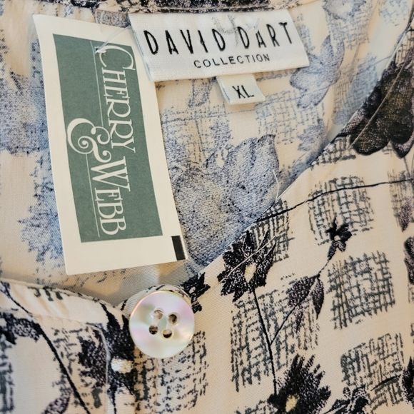 David Dart Dress Floral Checkered Blue Off White Size XL NWT Vintage NOS. - Picture 6 of 8